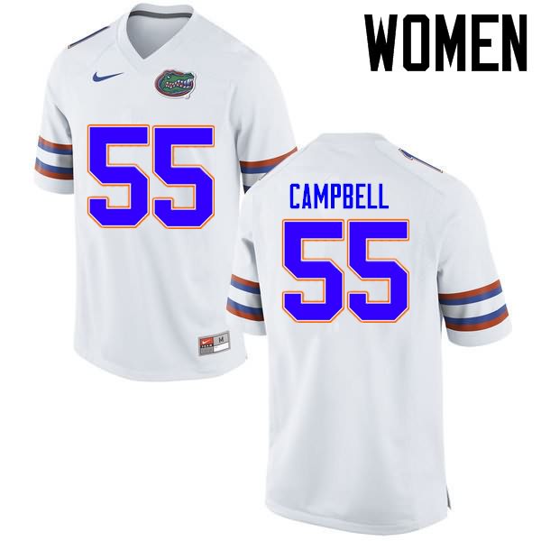 Women's NCAA Florida Gators Kyree Campbell #55 Stitched Authentic Nike White College Football Jersey IMU3765OC